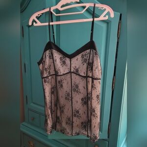 Express Black Lace Overlay Beige Cami Tank Top